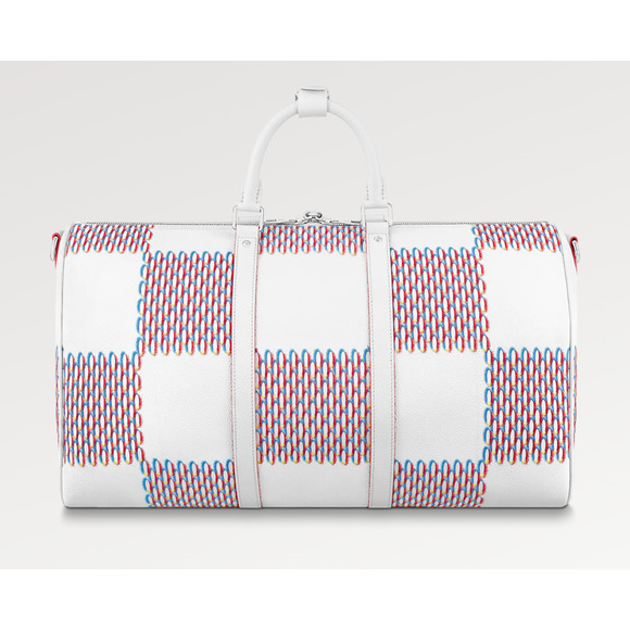 Louis Vuitton Keepall Bandouliere 50 Damier Spray White Logo Weekend Travel Bag - Picture 6 of 12